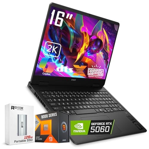HP OMEN 16 Gaming Laptop, 144Hz 2K Display, Ryzen 9 8940HX(>i9-13900H, 5.3 GHz), GeForce RTX 5060, RGB Backlit Keyboard, Copilot+ PC, VR Ready, WiFi 6E, Windows 11 Home, Black(32GB DDR5 RAM | 1TB SSD)