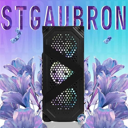 STGAubron Gaming PC Desktop Computer, AMD Ryzen 5 5500 up to 4.2G, Radeon RX 6500 4G, 16GB DDR4, 512GB SSD, WiFi 6, BT 5.2, RGB Fan x4, Windows 11 Home 4