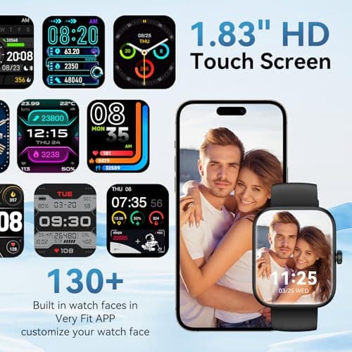 Mikego Smart Watch with Alexa Built-in, 1.83" HD Touchscreen & Fitness Tracker with Message Call Function, 24/7 Heart Rate/Sleep Monitor, 120+ Sport Modes, IP68 Waterproof, for Android iPhone (Black) 4