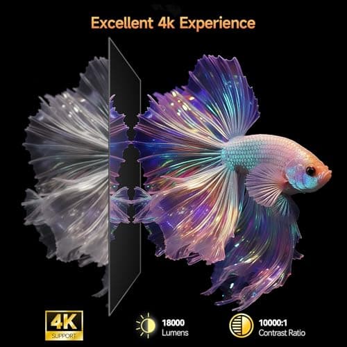 Mini Projector with WiFi and Bluetooth, Portable Projector Native 1080P Support 4k with 180° Adjustable Stand, Max 180" Display Proyector Built-in Speakers 2