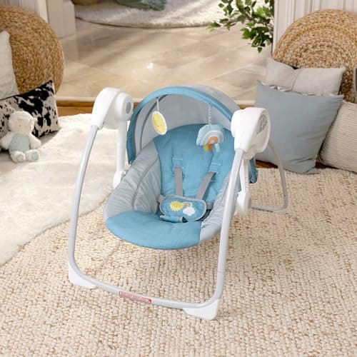 Ingenuity: ity by Ingenuity Sun Valley Canopy Portable Swing - Canopy, 2 Toys, 2-Position Seat Recline, Unisex, for Ages 0-9 Months, Grey 2
