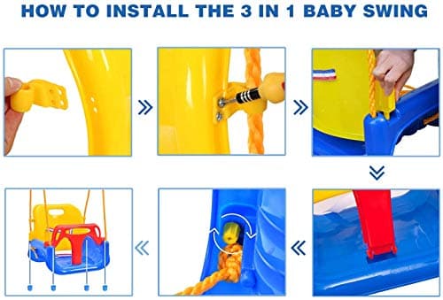 RedSwing 3-in-1 Baby Swing Seat, Toddler Swing, Anti-Flip Snug & Secure Detachable Infants to Teens Kids Swing Seat for Outside Playground, Blue 3