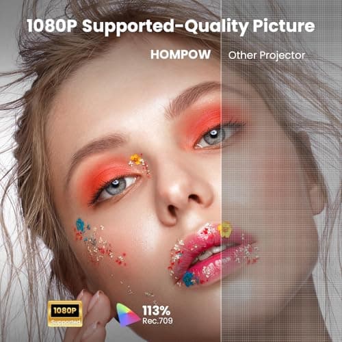 HOMPOW Mini Projector with Two -Way Bluetooth, Portable Projector for Home Theater Use, Support 1080P for Outdoor Projector/Movie Projector Compatible with HDMI, USB, Laptop, TV Stick (Orange) 2