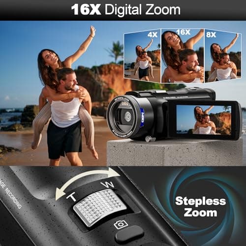 NBD 4K Video Camera Camcorder Ultra 48MP Vlogging Camera for YouTube,16X Digital Zoom Camcorder 3.0" IPS 270° Flip Screen with Mic,Fill Light,2 Batteries and 32G TF Card(Black) 3