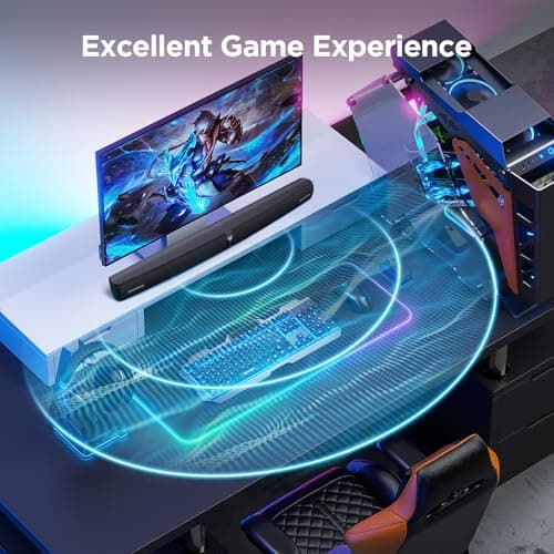 Assistrust Sound Bar for Smart TV,90W Soundbar with Bluetooth/ARC/Optical/AUX Connect, Auto Volume Boost, 3 Customizable Equalizer Modes, 2 in 1 Detachable Soundbar for TV/PC/Gaming/Projectors 4