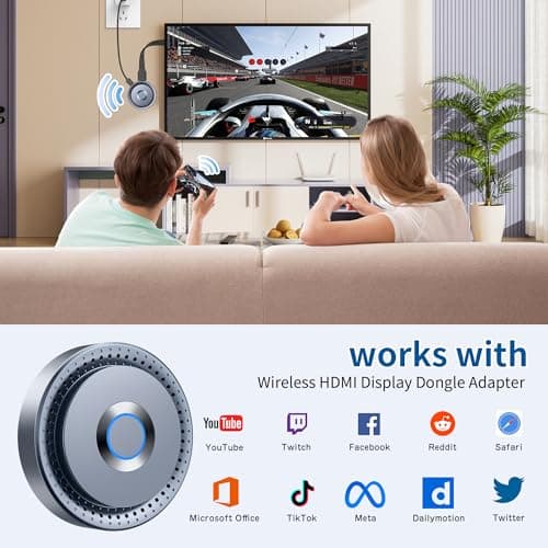 TPUFO Wireless HDMI Display Dongle Adapter, Wireless Transmitter, Streaming Media Video/Audio/File HDMI Wireless Extender from Laptop, PC, Smartphone to HDTV Projector Monitor 3