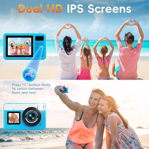 Maxmango D70 4K Underwater Digital Camera - 48MP 10FT Waterproof Camera for Snorkeling - Dual Screen Selfie Compact Floatable Camera with 32GB Card - Autofocus Point and Shoot Digital Camera -Blue 4