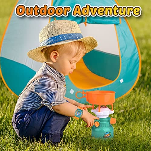 FUN LITTLE TOYS Pop Up Play Tent with Camping Gear and Tools Set, Outdoor Toys for Kids 4