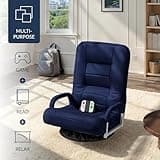 Best Choice Products Swivel Gaming Chair 360 Degree Multipurpose Floor Chair Rocker for TV, Reading, Playing Video Games w/Lumbar Support, Armrest Handles, Adjustable Foldable Backrest - Navy 4