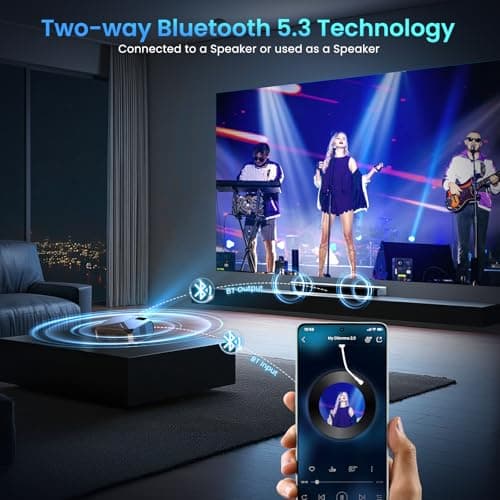 [Compatible with Netflix/High Brightness] Smart Projector with WiFi 6 and Bluetooth 5.3, 4K Outdoor Movie Projector with Prime Video/YouTube, Portable Proyector Compatible with HDMI/USB/iOS/Android 5