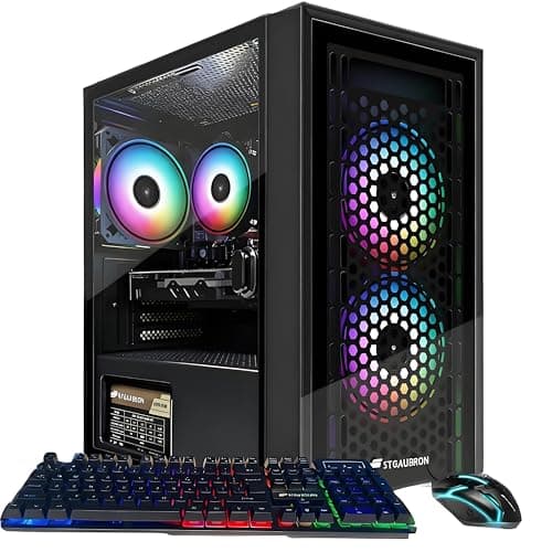 STGAubron Gaming PC Computer Desktop, Radeon RX 560 4G GDDR5, Intel Core i5 3.2G up to 3.6G, 16G RAM, 512G SSD, 600M WiFi, BT 5.0, RGB Fan x 3, Windows 11 Home