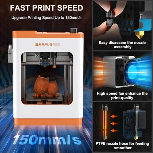 Upgraded Tina2S 3D Printer, HEPHI3D 3D Printers WiFi Cloud Printing Auto Bed Leveling, Fully Assembled Mini 3D Printers for Beginners, Silent Print, Fully Open Source DIY 3D Printer for Home, School 4