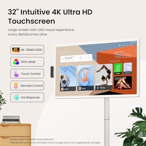 ApoloSign 32'' UHD 4K Smart Portable TV 2nd Gen, 16(8+8) GB RAM+256GB, Android 15, EDLA-Certified, Portable Touch Screen Monitor, Built-in 15000mAh Battery, Full Swivel Rotation, Voice Remote Control 2