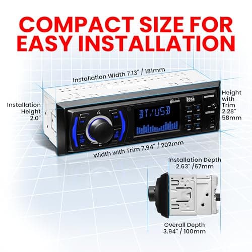 BOSS Audio Systems 616UAB Car Stereo With Bluetooth - Single DIN, MP3, USB, Aux-in, AM/FM, No CD DVD Player 2