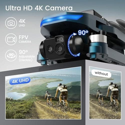 Brushless Motor Drone,90° Adjustable 4K FPV,APP control,40min Flight Time,Indoor Obstacle Avoidance,Optical Flow Positioning,Gesture Photography,360° Flip,Eyond-Range Loss Alert, Toys Gifts for Men Boys 2