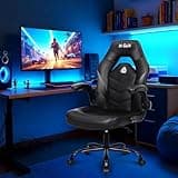 N-GEN Video Gaming Chair Ergonomic Computer Desk Office Chair with Lumbar Support Adjustable Height Swivel Wheels Flip-Up Arms PU Leather Home and Office (Black) 2