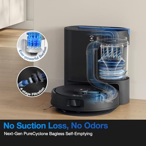 ECOVACS DEEBOT N20e Plus Robot Vacuum and Mop, 10000Pa Strong Suction, Self-Emptying Bagless Base, Tangle-Free Roller for Pet Hair, Smart Mapping, 300 Min Runtime, Alexa Compatible 2