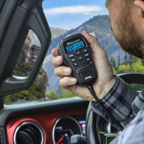 Midland® - MXT275® Jeep Branded MicroMobile GMRS Radio - 15 Watts Two-Way Radio with Integrated Control Microphone - Overland Tractors Detachable External Magnetic Mount Antenna - 8 Repeater Channels 2