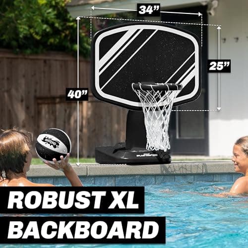 GoSports Splash Hoop PRO Swimming Pool Basketball Game - Includes Poolside Water Basketball Hoop, 2 Balls and Pump - Black 2