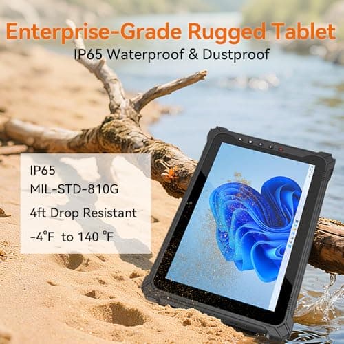iEdge T10W-2D Rugged Windows Tablet, 10.1" Durable Industrial Tablet with Scan,Water-Proof, 700nit Sunlight Readable,8GB+128GB, GPS, BT5.0 Wi-Fi for Warehouse, Enterprise Work, Vehicle 2