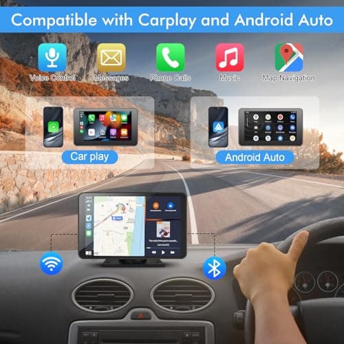 Capapro 7" HD Portable Carplay Wireless Touch Screen Double Din Car Stereo Compatible Apple Carplay and Android Auto with GPS Navigation, Voice Control, Mirror Link, Bluetooth 2
