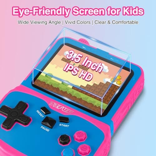 Handheld Game Console for Girls, 220 Retro Games Built-in, 3.5'' HD IPS Screen, Rechargeable Mini Portable Video Game Player for Travel & Car Trips, Gift for Kids (Rose Red) 3