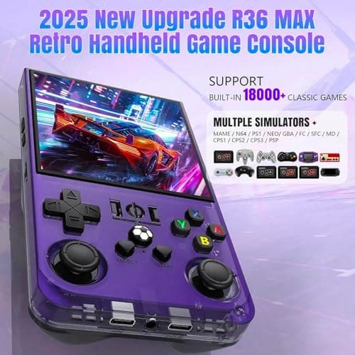 R36MAX Retro Handheld Game Console,Retro Gaming Console with 18000+ Games 128GB Card,4 Inch IPS Screen, Portable Video Gaming, Plug and Play Gameboy for Adults(Gray and Black) 3
