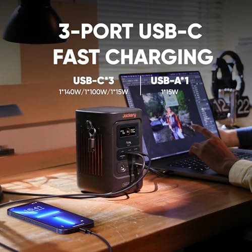 Jackery Explorer 240D Power Bank, 256Wh LiFePO4 Battery Portable Power Station, 200W DC Output, Charging Cable Included,1-Hour Fast Charging, Compact for Outdoor Camping, Travel, Emergencies 4