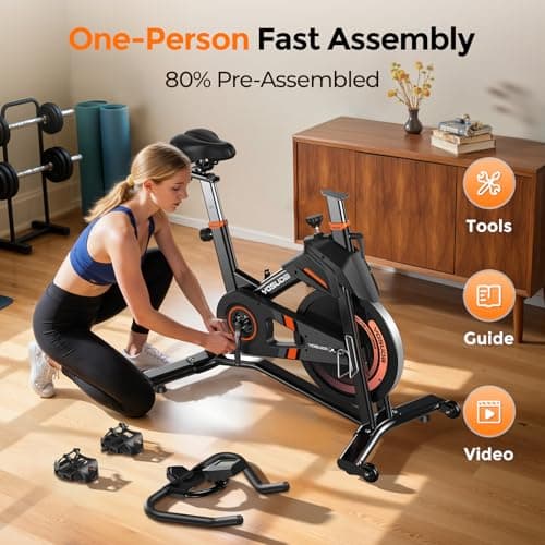 YOSUDA Magnetic Exercise Bike,Stationary Bikes for Home with Exclusive App, 400 lbs Weight Capacity & 50 lbs Flywheel, Indoor Cycling Bike with Tablet Holder & Adjustable Seat and Handlebars 4