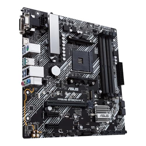 ASUS Prime B450M-A II AMD AM4 (Ryzen 5000, 3rd/2nd/1st Gen Ryzen Micro ATX Motherboard (128GB DDR4, 4400 O.C.), NVMe, HDMI 2.0b/DVI/D-Sub, USB 3.2 2, BIOS Flashback, and Aura Sync) 5