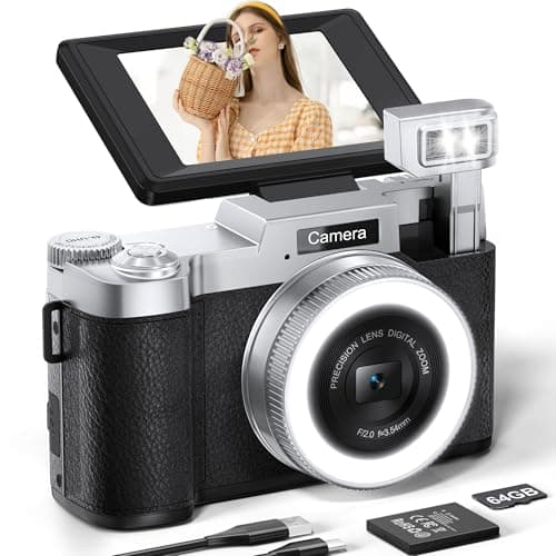 FLATIC Digital Camera, 4K 64MP Cameras for Photography with 64GB Card, 18X Zoom Autofoucs Vlogging Camera for YouTube with 180° Flip Screen, Compact Vlog Travel Camera Kit for Beginner, Teens