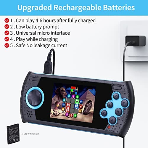 16 Bit Handheld Game for Kids Built-in 230 HD Classic Retro Video Games USB Rechargeable 3.0 Inch Childrens Travel Electronics Toys Portable Gaming Player System Gift for Boys Girls Ages 4-8-12 4