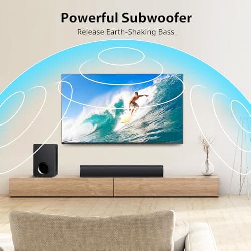 vibeadio Upgraded Sound Bar for TV with 5.9inch Big Powerful 110W Subwoofer, Deep Bass, Bluetooth 5.4, ARC/Optical/AUX/Bluetooth Connect, Surround Sound System for PC/Gaming/Projectors/Gift 5