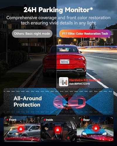 REDTIGER F17 Elite 4K Dash Cam 3 Channel, STARVIS 2 IMX678 & IMX675, Front and Rear Inside Car Camera for Cars, 128GB Card, Full Color Night Vision, 5.8GHz WiFi GPS, HDR, Touchscreen 4