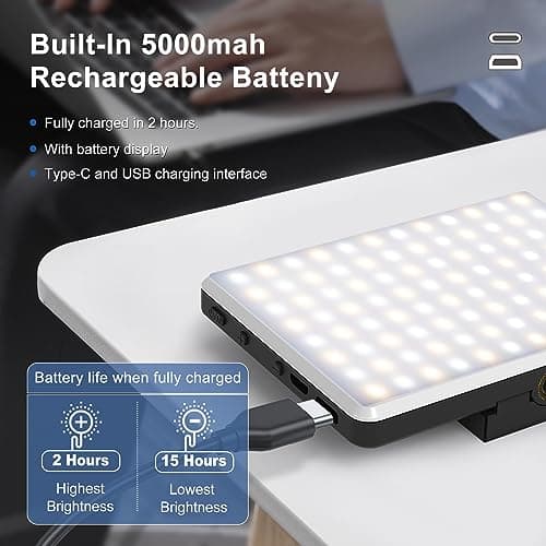 OLRPT Selfie Light, Phone Light with Front & Back Clip, 60 LED Portable Light with 3 Modes, 5000mAh Rechargeable Video Light for Phone, iPhone, IPad, Laptop, TikTok, Makeup, Live Stream, Vlog 4