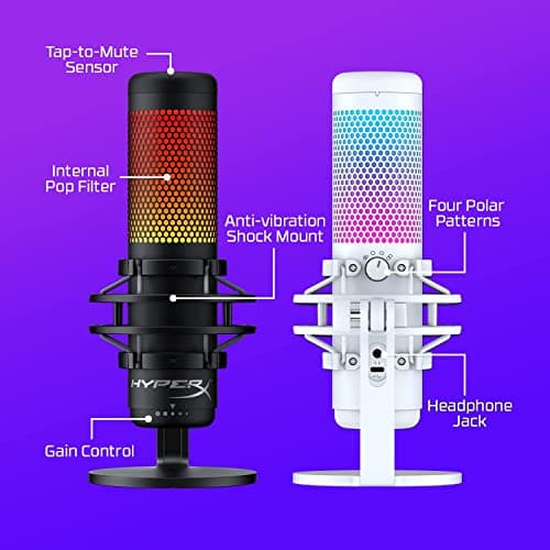 HyperX QuadCast S – RGB USB Condenser Microphone for PC, PS4, PS5 and Mac, Anti-Vibration Shock Mount, 4 Polar Patterns, Pop Filter, Gain Control, Gaming, Streaming, Podcasts, Twitch, YouTube, Discord 3
