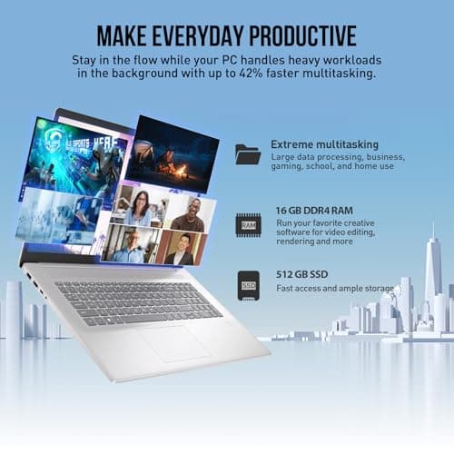 HP 17 Inch Laptop Touchscreen Computer, 17.3" HD+ Touch Screen Business Laptop PC, Intel Core i7,Windows 11 Pro, Backlit 10-Key, Fingerprint, 16GB RAM 512GB SSD 4
