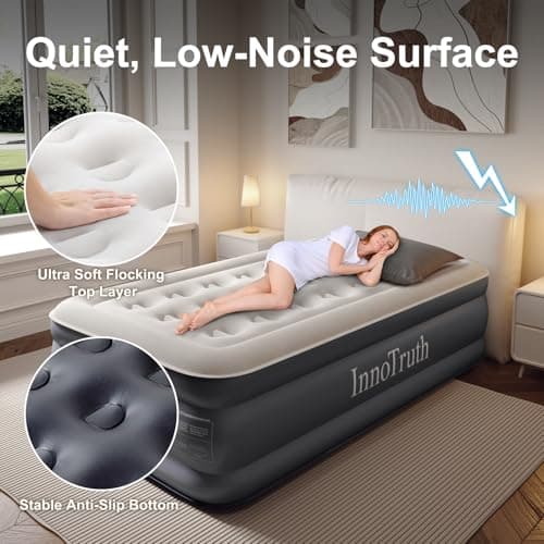 InnoTruth Twin Air Mattress with Built in Pump, Famiy Choice Award Winner, Inflatable Blow up Mattress, 18" Raised Colchones Inflables Air Bed, Ideal for Home and Outdoor, 300lb Weight Capacity 2