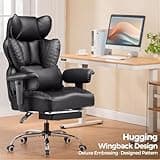 COMHOMA Big and Tall Office Chair 400LBS Wide Ergonomic Gaming Chair with Deluxe Embossing Designed Leather with Foot Rest,150°Reclining Adjustable Armrests Pocket Spring Back Support and Pillow 3