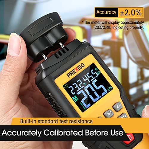 PREXISO Wood Moisture Meter - 7 in 1Digital Moisture Meter for Firewood, Woodworking, Walls, Home, Drywall, Paper, Floor - Moisture Reader, Pin-Type Water Leak Detector, Dampness Meter 2