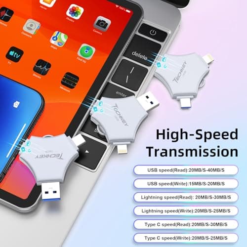MFi Certified USB 3.0 Flash Drive 128GB for iPhone, 3in1 External Memory Photo Keeper Storage Stick for Picture/Video/Data Saver/Backup, High Speed Thumb/Jump/Hard Drives for iPhone/iPad/Android/PC 5