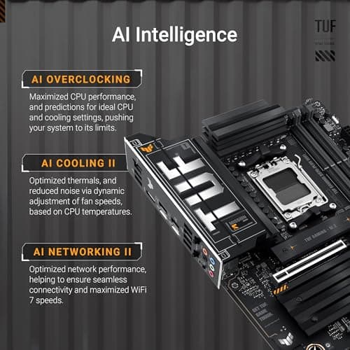 ASUS TUF Gaming X870-PLUS WiFi AMD AM5 X870 ATX Motherboard, 16+2+1, 80A SPS Power Stages, DDR5, PCIe 5.0 Ready, Four M.2 Slots, Wi-Fi 7, 2.5Gb LAN, HDMI, USB4® 40Gbps, SATA 6 Gbps, USB 20Gbps Type-C 2