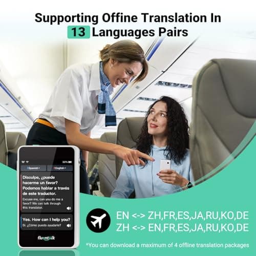 Timekettle, Fluentalk T1 Mini Translator Device No WiFi Needed, Built in 1-Year Global Mobile Data, Supports 40 Languages and Photo Translation, Instant Language Translator for Travelling White 3