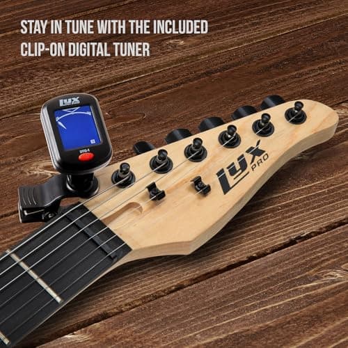 LyxPro 39 inch Electric Guitar Kit Bundle with 20w Amplifier, All Accessories, Digital Clip On Tuner, Six Strings, Two Picks, Tremolo Bar, Shoulder Strap, Case Bag Starter kit Full Size - Blue 5
