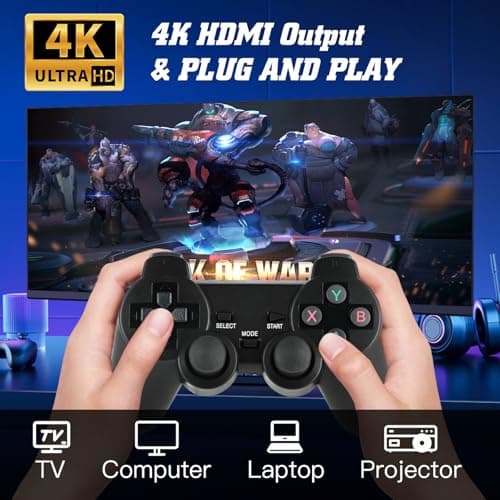 Retro Game Console, Wireless Retro Game Console, Built-in 9 Emulators, 4K HDMI Output, Dual 2.4GHz, Built-in 24500 Games, Plug and Play Video Games, Black 3