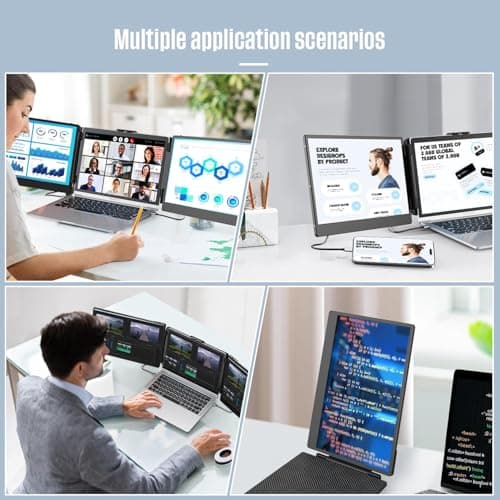 ALLVIA Laptop Screen Extender 14" 1080P FHD IPS, Portable Monitor for Laptop 13-17", Triple Monitor Extended for laptops with Dual Speakers, Plug-Play with Type-C/HDMI/USB-A for Wins/Mac/Chrome 5