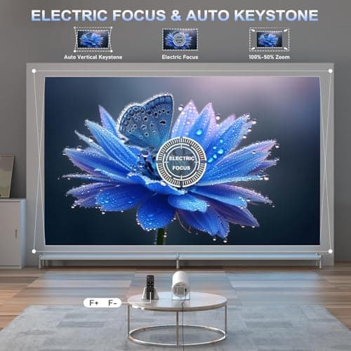 Mini Portable Projector 4K WiFi 6 BT 5.2 Upgraded Portable Projector Full HD Supported for Phone /PC /TV /HDMI /PS5 /Laptop Auto Keystone Home Theater 180° Rotation [Built-in App] White 3