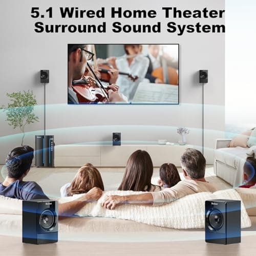 Bobtot Surround Sound Systems Home Theater System - 800 Watts Peak Power 6.5" Subwoofer 5.1/2.1 Wired Stereo Speakers Strong Bass with HDMI ARC Optical AUX Bluetooth Input 2