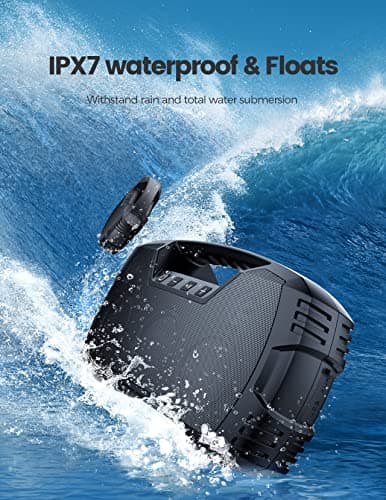 IPX7 Waterproof Bluetooth Speaker, 40W(60 Peak) Portable Wireless Speakers with Subwoofer, 32H Playtime, Stereo Loud Sound, Deep Bass, Bluetooth 5.0 with Handle for Pool, Beach, Outdoor, Gifts 3