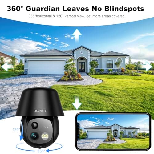 Solar Security Cameras Wireless Outdoor, 2K Pan/Tilt 360° View Solar/Battery Powered WiFi Cameras for Home Security with AI Motion Detection, Spotlight, 2-Way Audio, Siren, IP65, SD/Cloud Storage 3